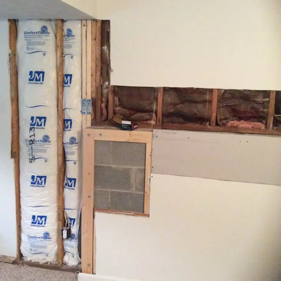 Wall insulation replacement during Basement Flood Cleanup in Savannah